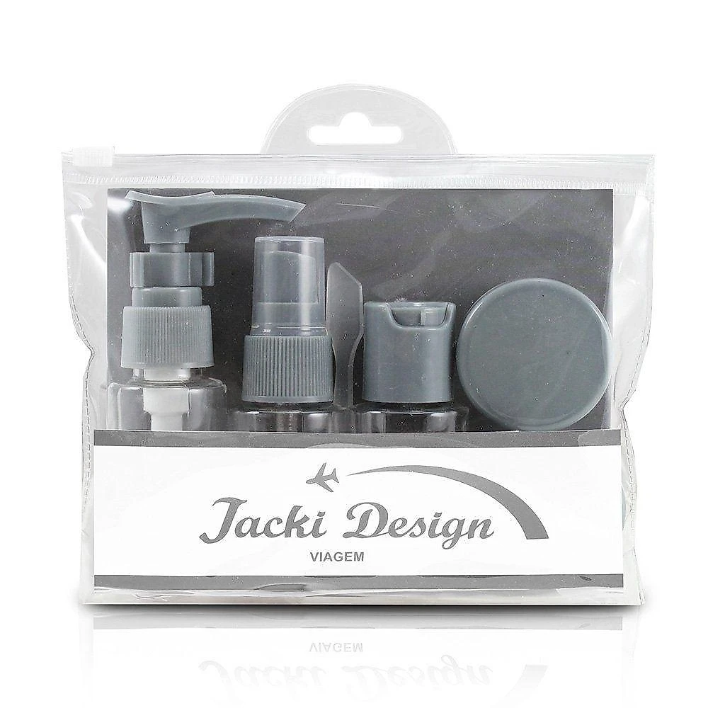 2 Kit De Frascos P/ Viagem De 7 Peças - Jacki Design Vinho / Cinza