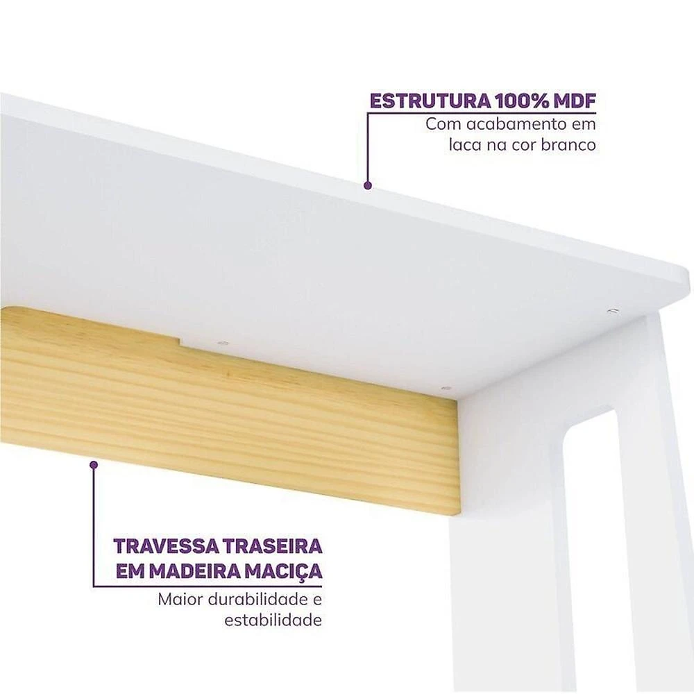 Escrivaninha e Estante Nicho com Portal Petit Casatema MadeiraOriginals Branco/Mel