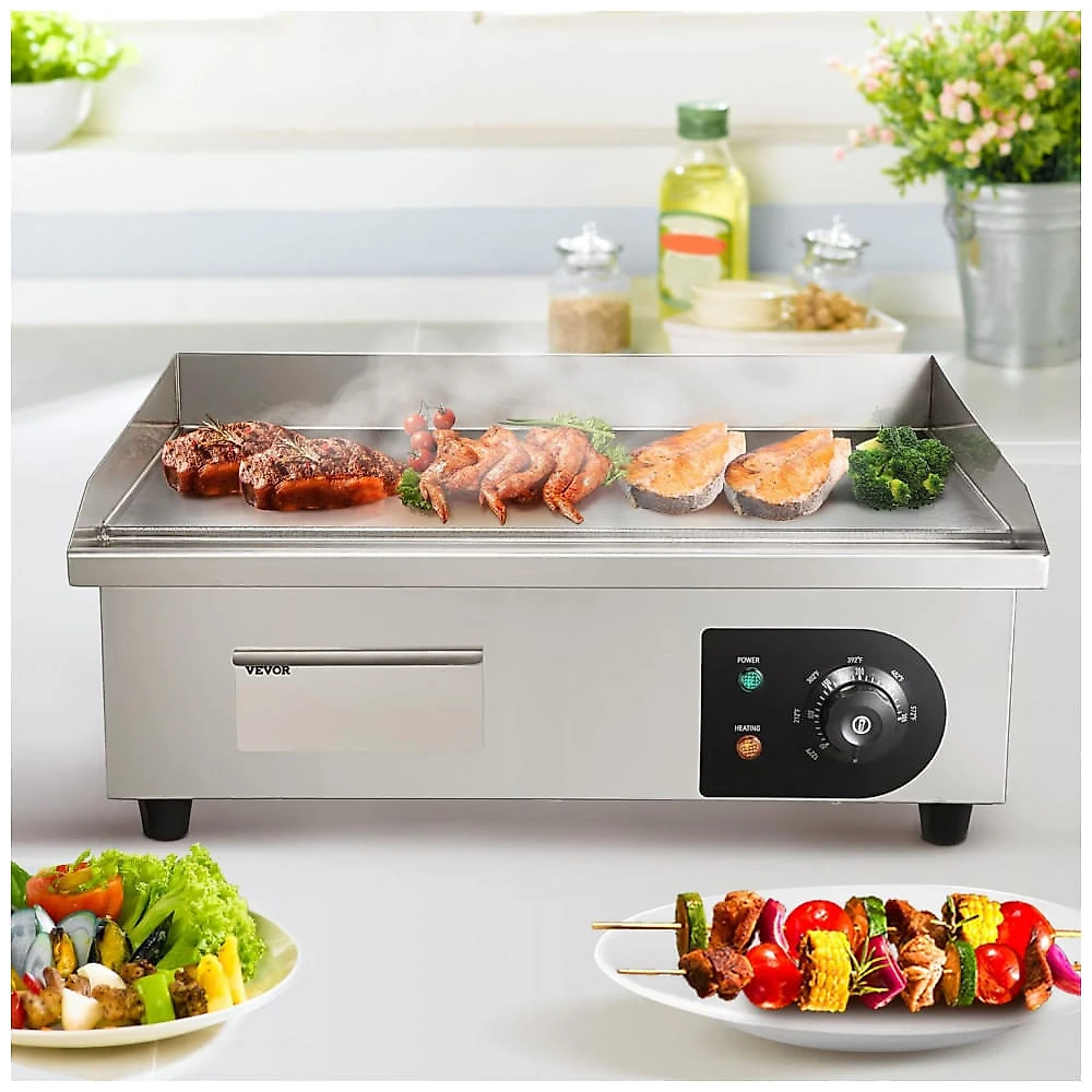 Chapa Elétrica Profissional VEVOR 22 Polegadas 1600W Controle de Temperatura 110V