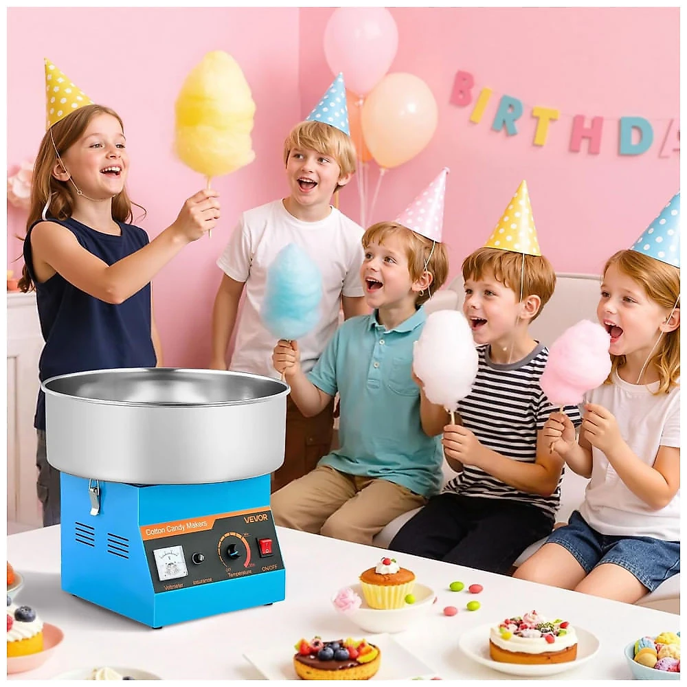 Máquina de Algodão Doce VEVOR 1000W Tigela Inox 38 cm Uso Contínuo 1h 110V