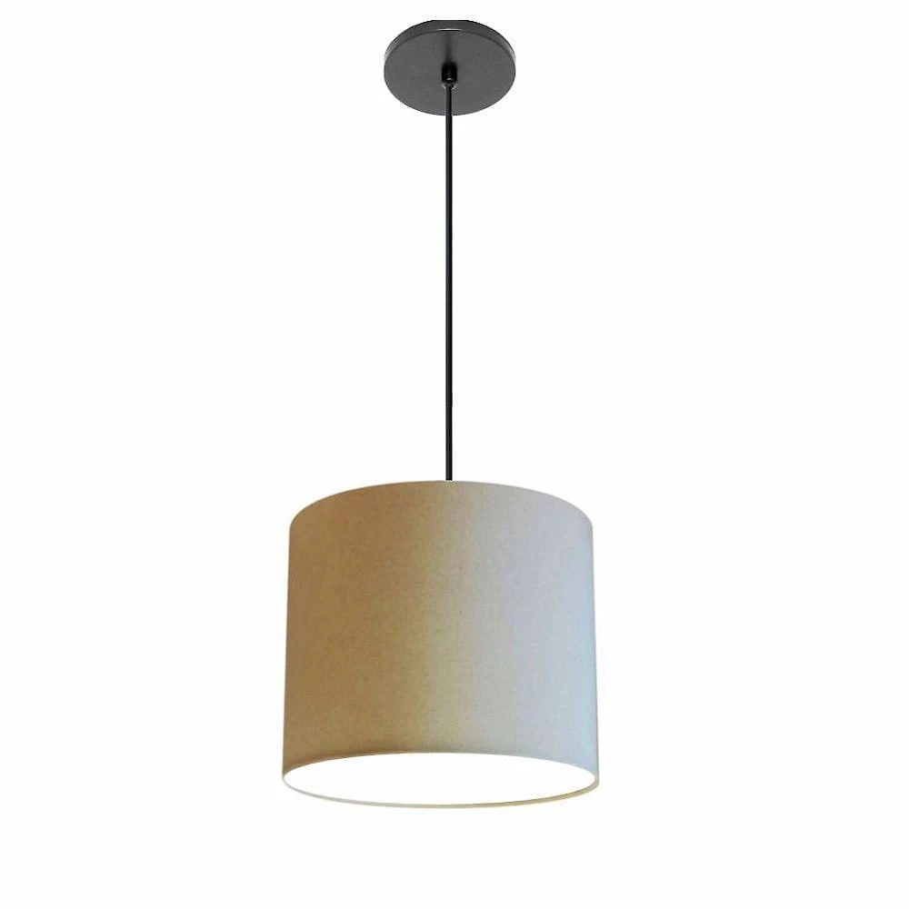 Luminária Pendente Free Lux Md-4107 Cúpula em Tecido Algodão-crú 25X20CM Canopla Preta Vivare Brasil
