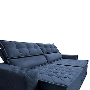 Sofá 3 Lugares Cama inBox Belém Retrátil e Reclinável Revestido em Suede Velusoft - 200cm de Largura Azul