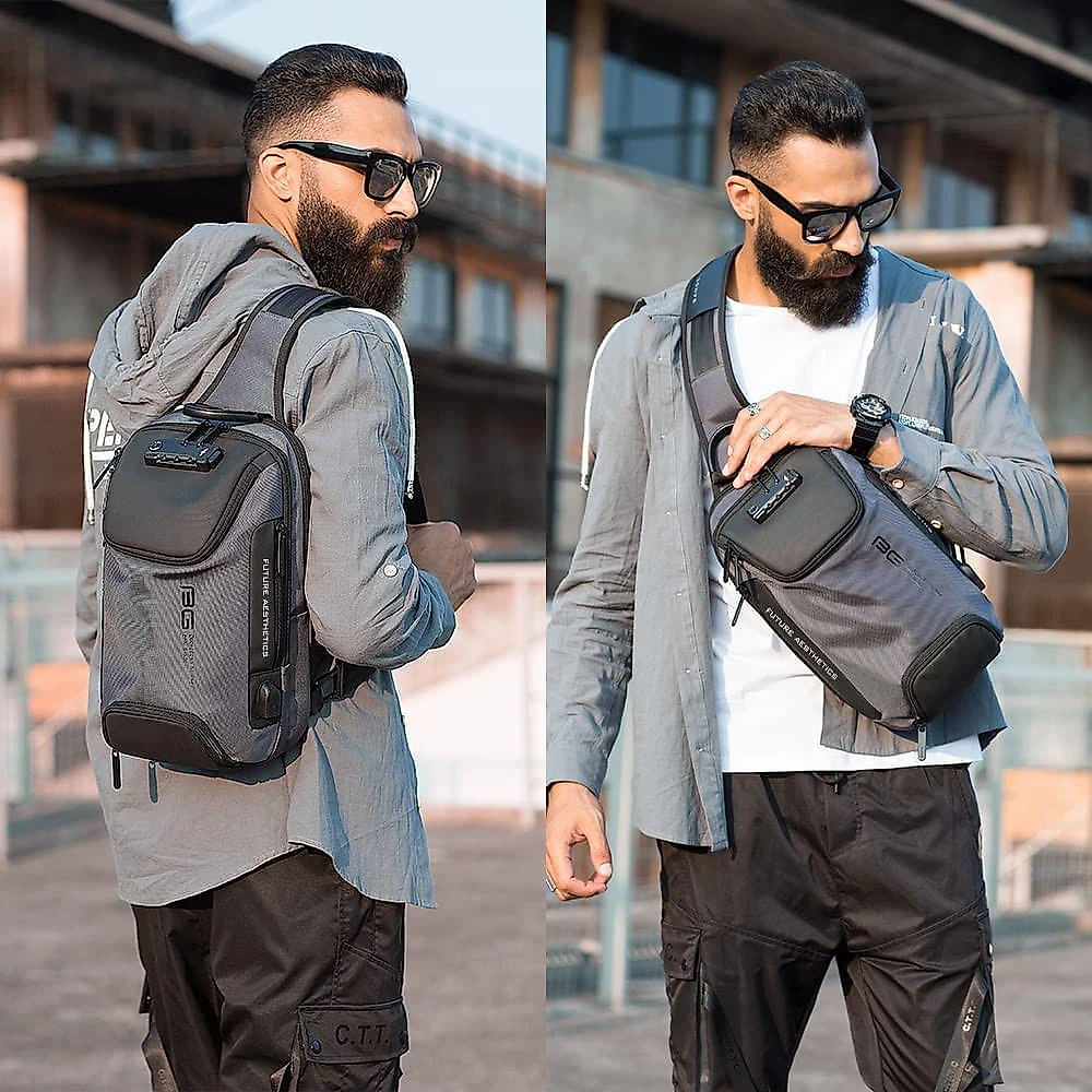 BANGE Mochila para Laptop 24 cm com Porta Carregador USB e À prova DÁgua Cinza