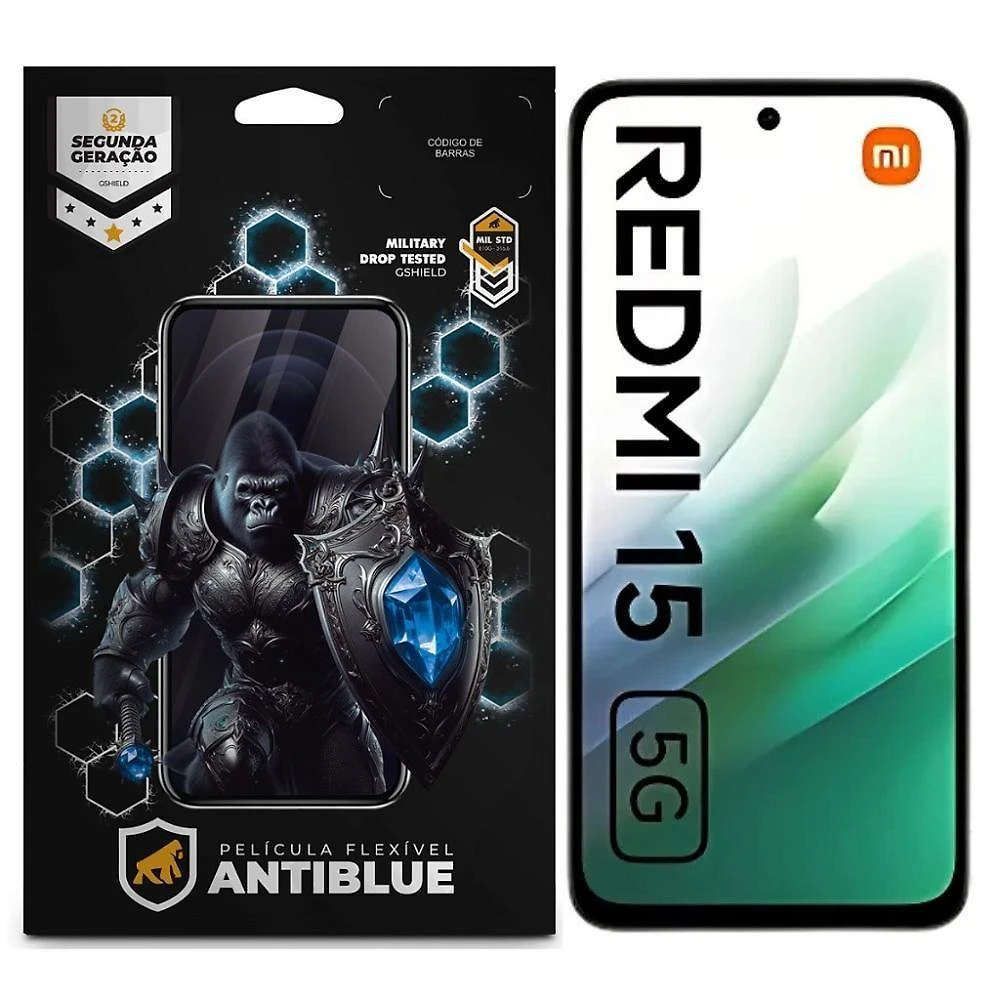 Película para Celular Gshield Xiaomi Redmi 15 5G Proteção Antiblue Bloqueio 99% Luz Azul UV