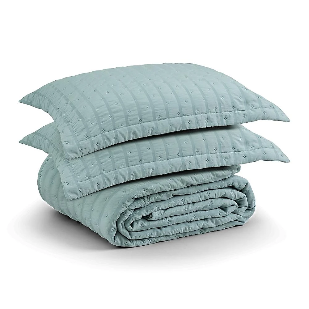 Kit colcha cobre leito plissê casal seersucker premium 3 peças maciez e leveza com textura 3d verde essencial