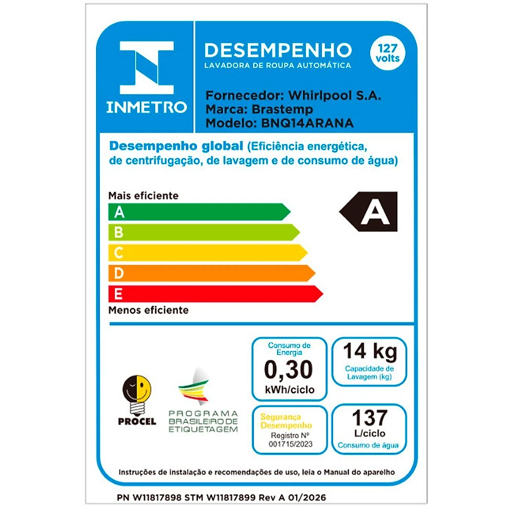 Lava & Seca 14Kg Brastemp B= Smart e Ozônio Clean Midnight Purple com 15 Programas de Lavagem - BNQ14AR 110