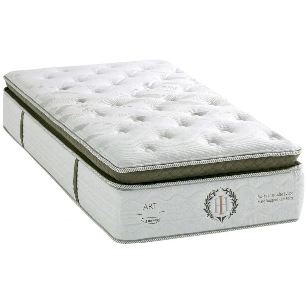 Colchão Solteiro Molas Ensacadas D45 Pillow Top 88x188x34CM Bege Herval