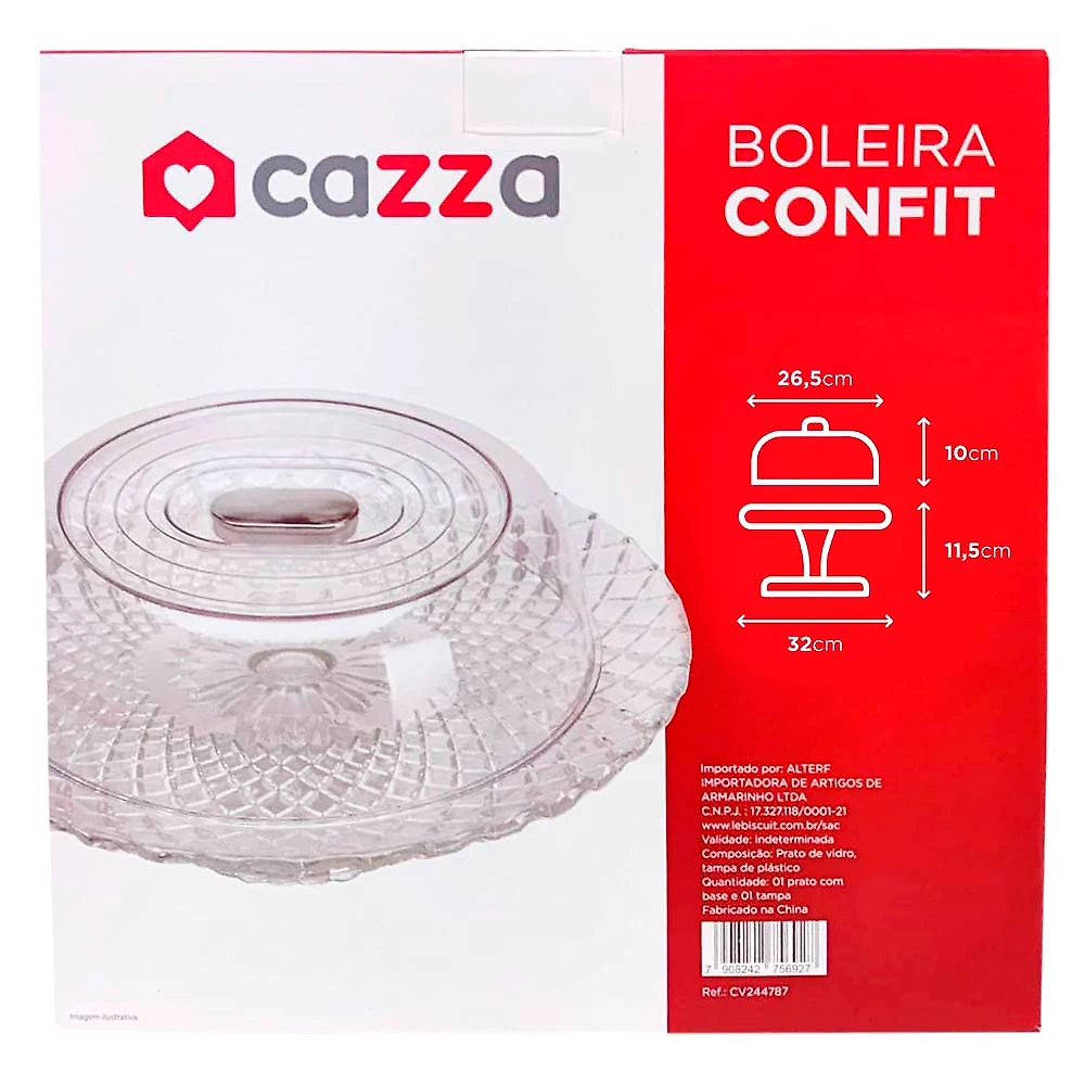 Kit Boleira de Vidro Tampa Confit com Garrafa Térmica 1L Cazza