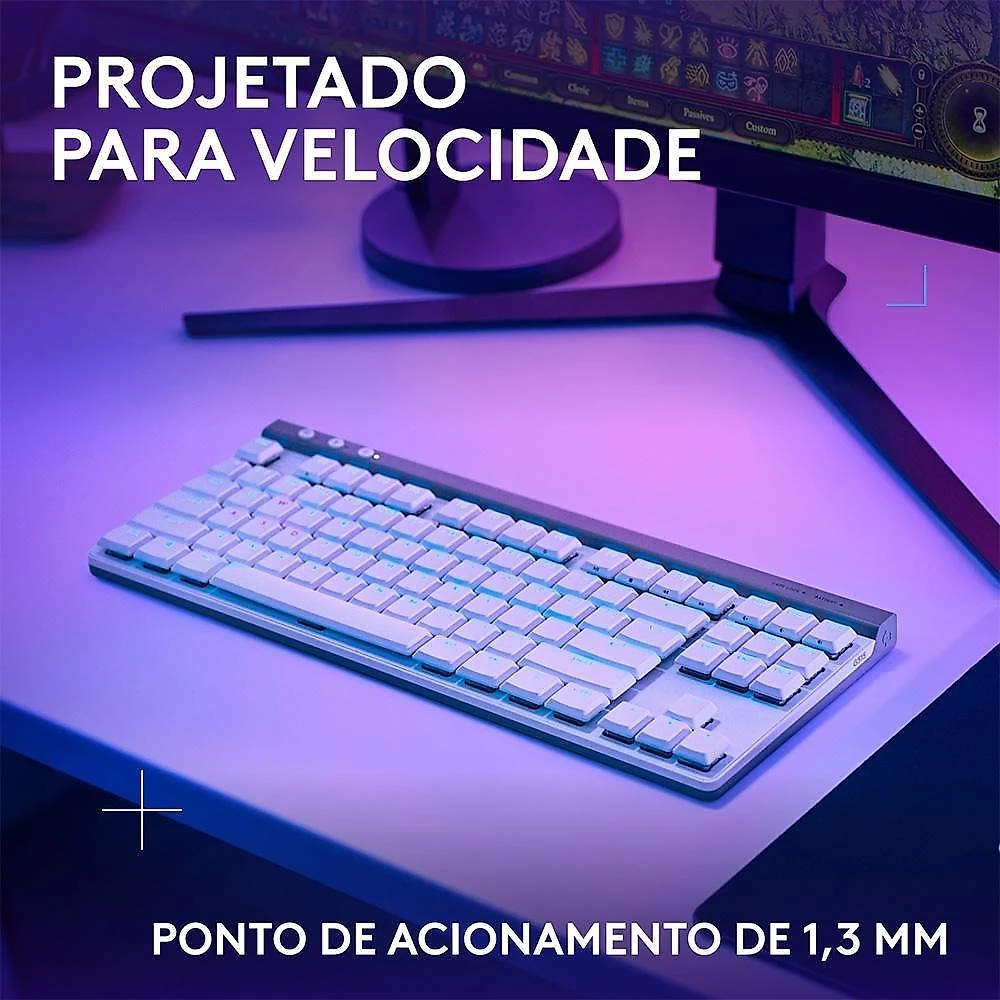 Teclado Sem Fio Mecânico Gamer Logitech G515, RGB, Bluetooth, com Design TKL,Tecnologia Lightspeed, Branco - 920-012535