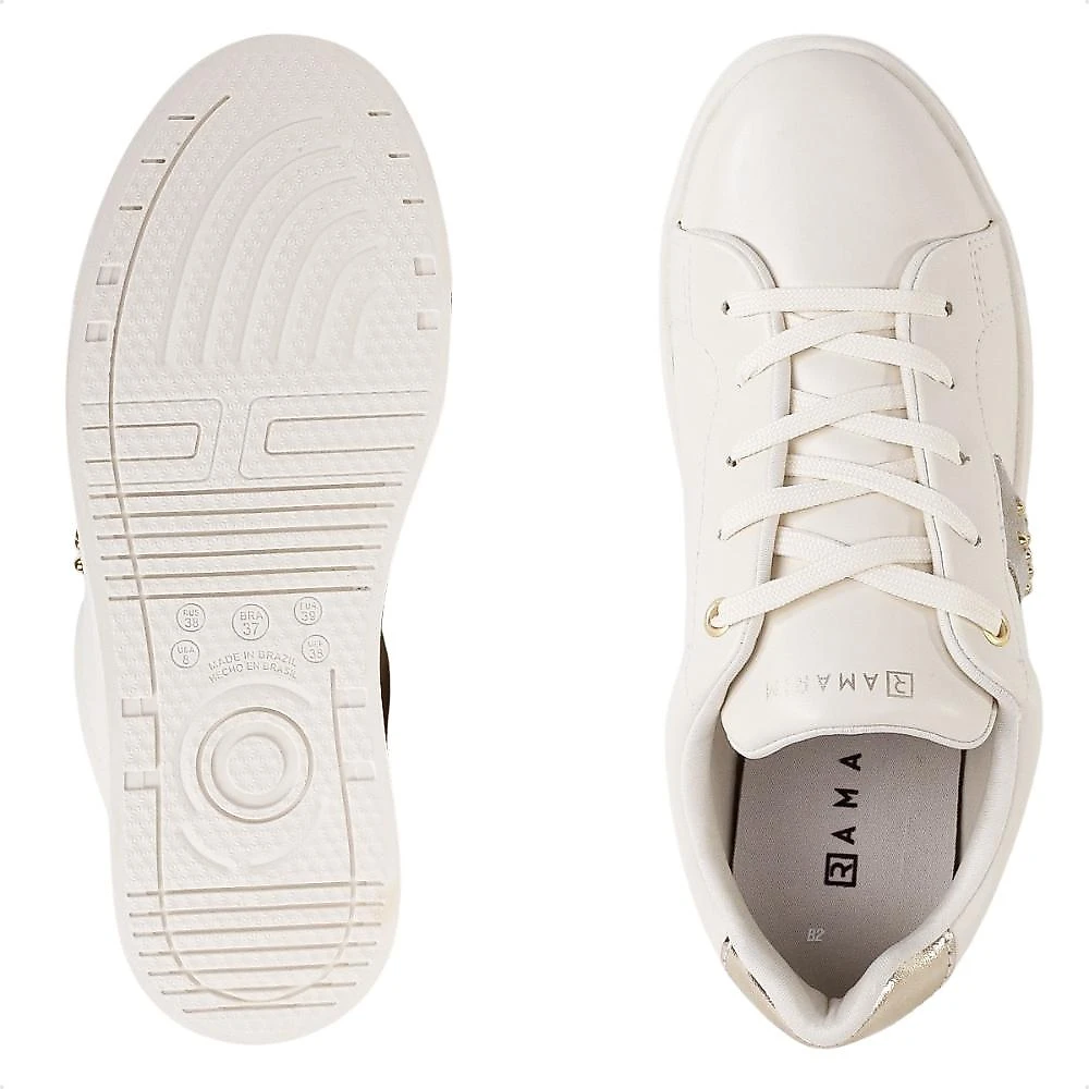 Tênis Ramarim Casual Detalhe Enfeite Feminino Bege / Dourado - 34