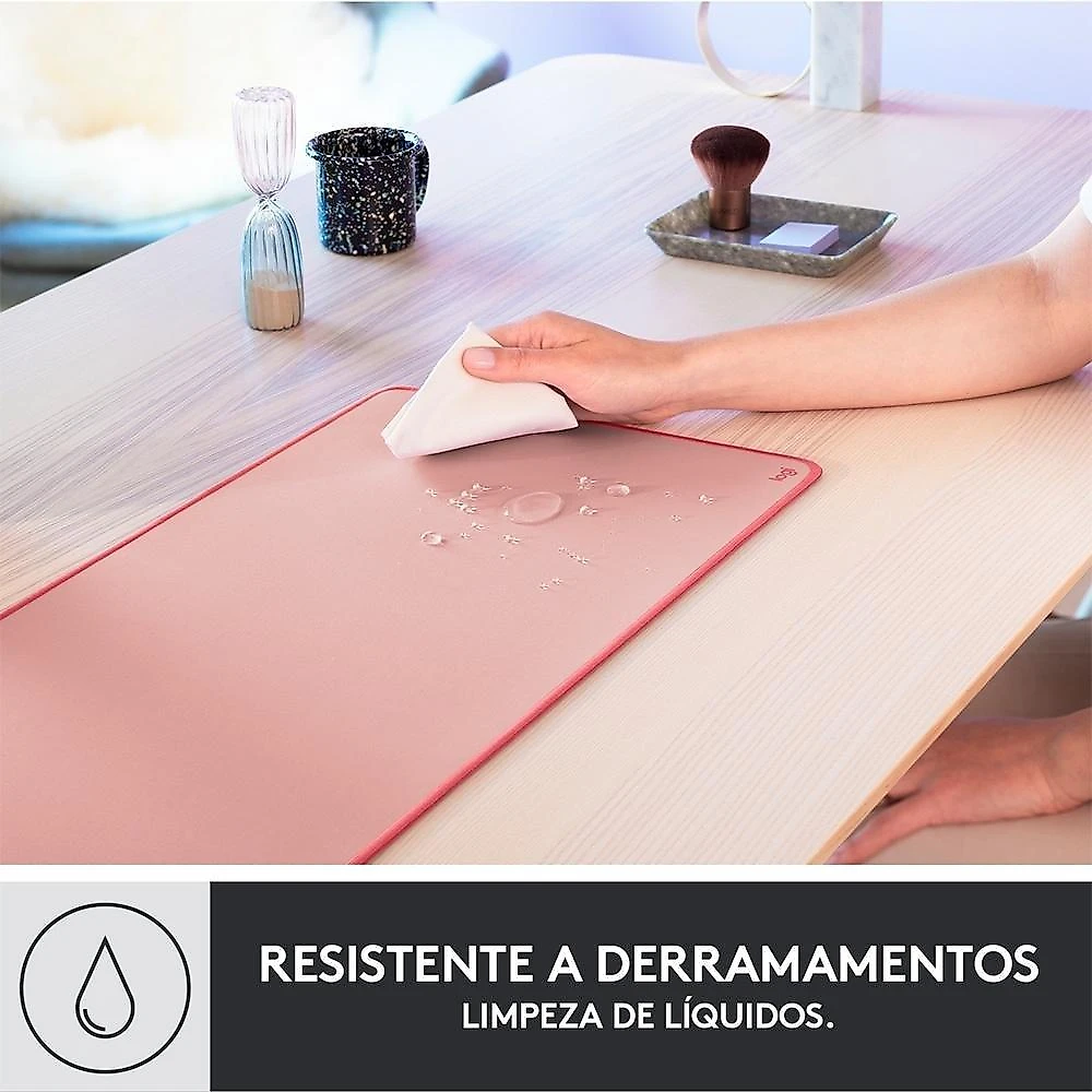 Mousepad Desk Mat Logitech Studio Series, Grande 300x700mm, Antiderrapante, Design Resistente a Respingos, Rosa - 956-000048