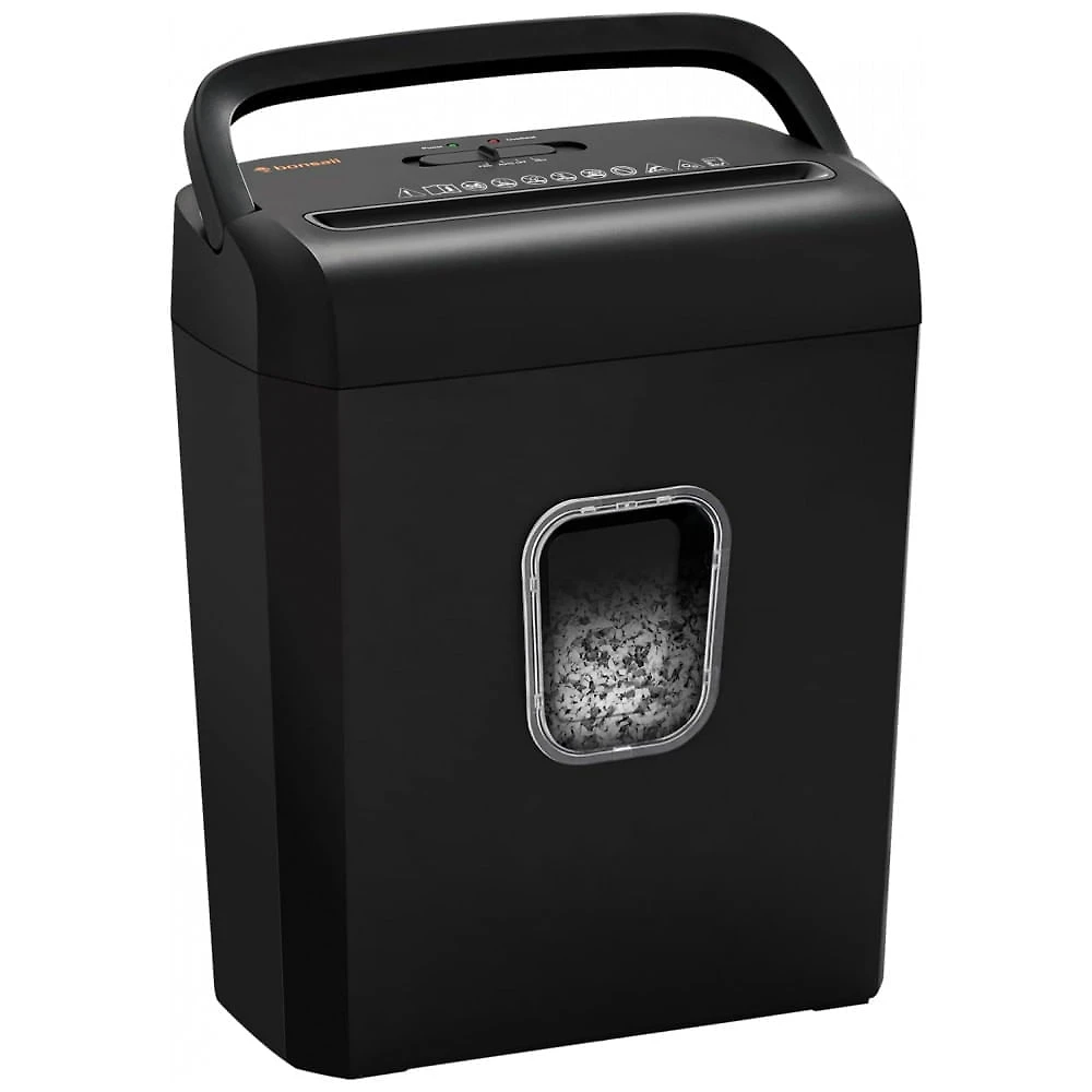 Fragmentador de Papel e Cartões até 6 Folhas, Micro Cortado, Uso Doméstico, 110V, Bonsaii, Preto