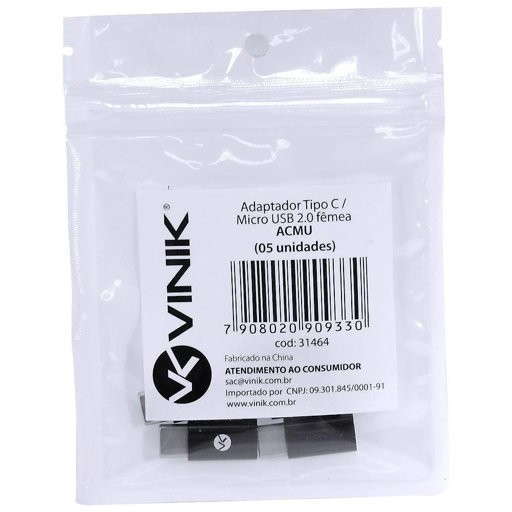 Adaptador Tipo C X Micro Usb Fêmea 2.0 - 5 Unid.