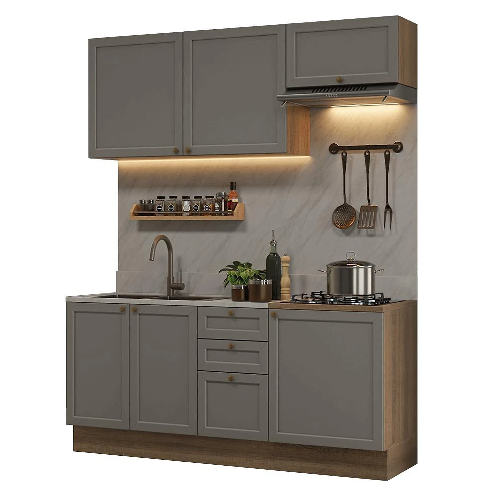 Armário de cozinha compacta 180 cm rustic/cinza vik madesa 01