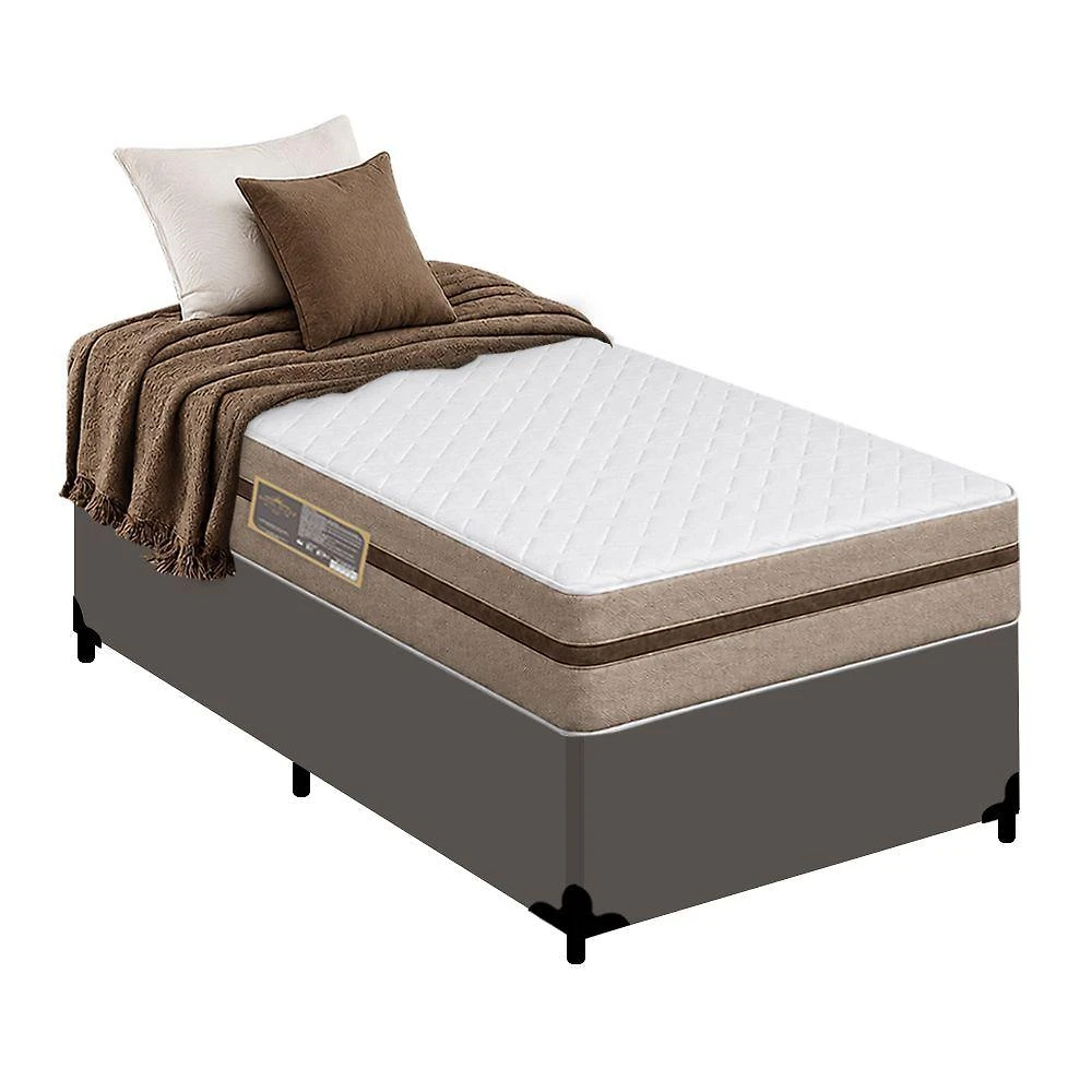 Cama Box Solteiro Bioclassic Molas Ensacadas Sintético Cinza Colchão Royal Sleep