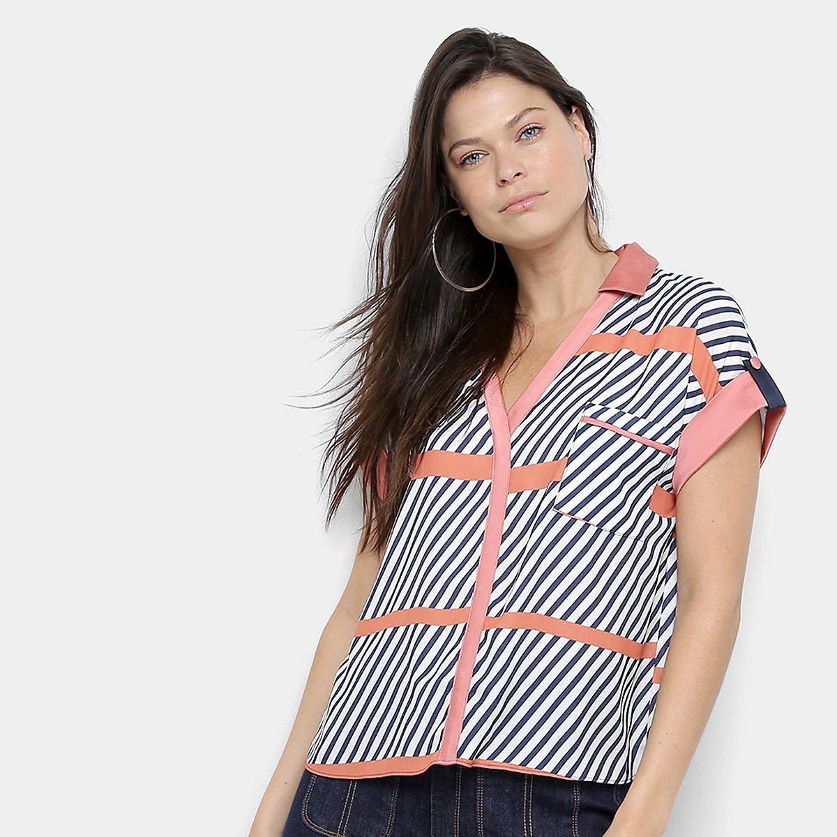 Camisa Enna Manga Curta Dobrada Feminina