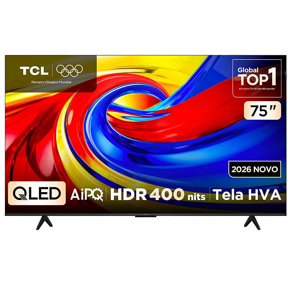 Smart TV 4K TCL Advanced QLED 75” Polegadas com Processador AIPQ, Dolby Vision, 120 Hz, HDR10+ e Wi-Fi - 75P7L