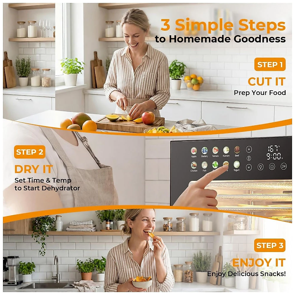 Desidratador de Alimentos Homdox Prata 14 Bandejas Inox com Timer 48H e Controle de Temperatura 120V