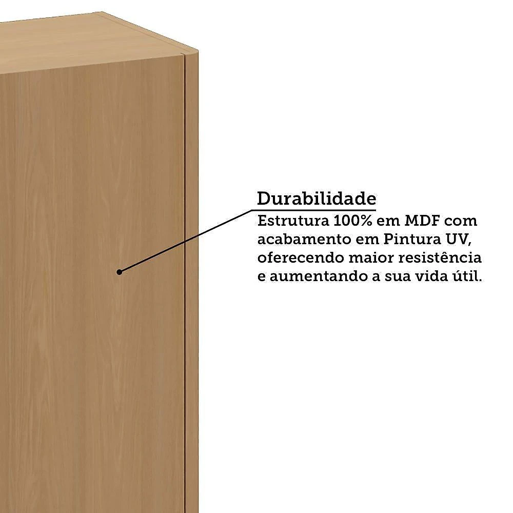 Armário Aéreo Para Cozinha 80cm 2 Portas Lúmina Luciane Móve Freijó/freijó