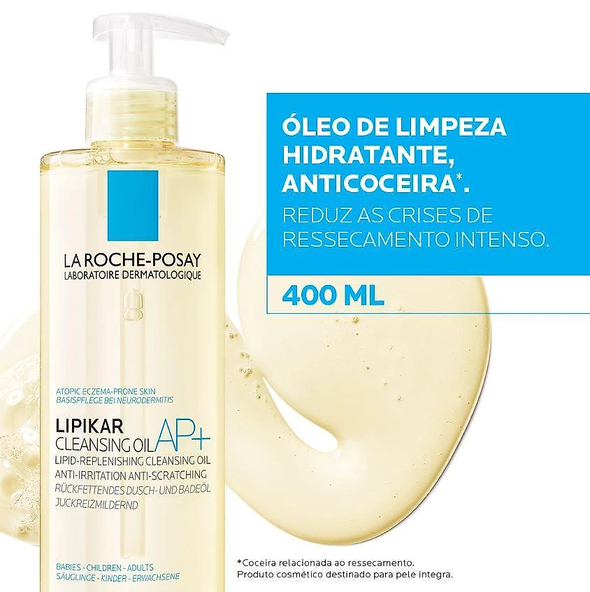 Óleo de limpeza hidratante e anticoceira la roche-posay - lipikar cleansing oil ap+ 400ml
