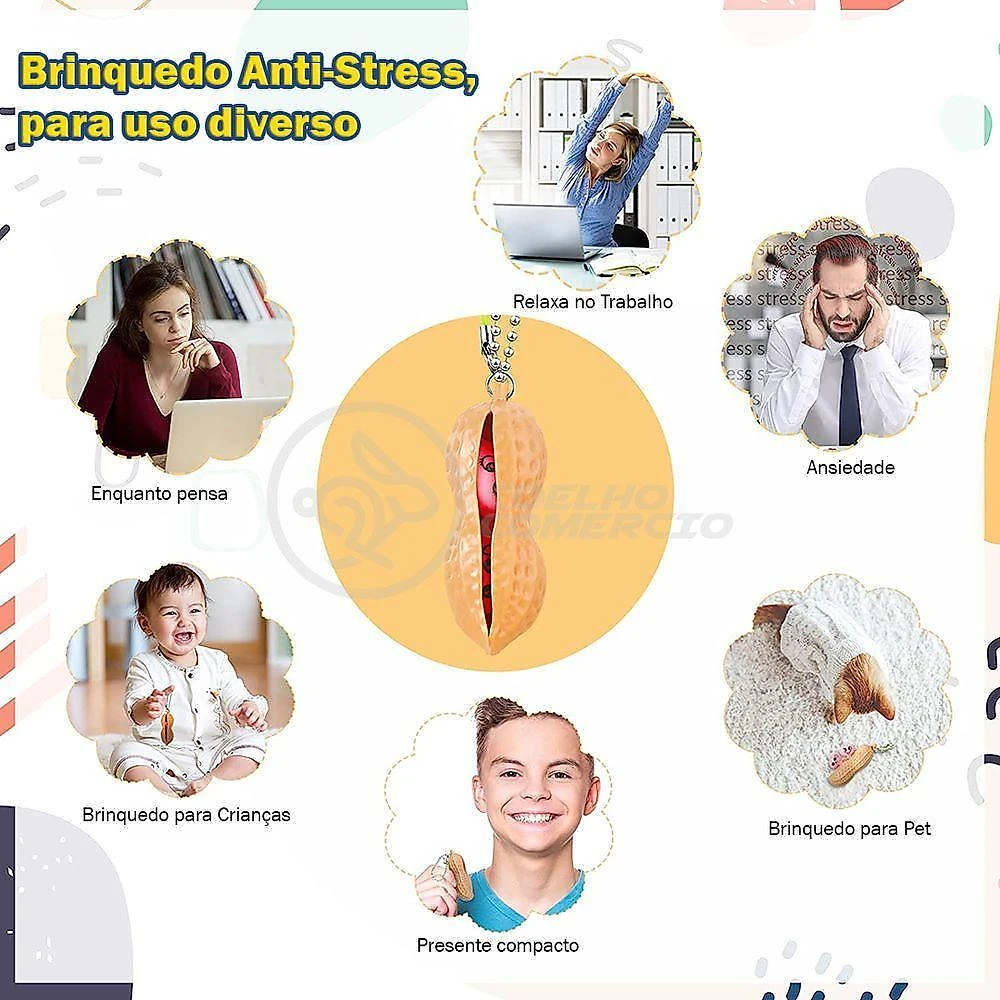 Chaveiro Amendoim Anti Stress Tiktok Relaxa Marrom