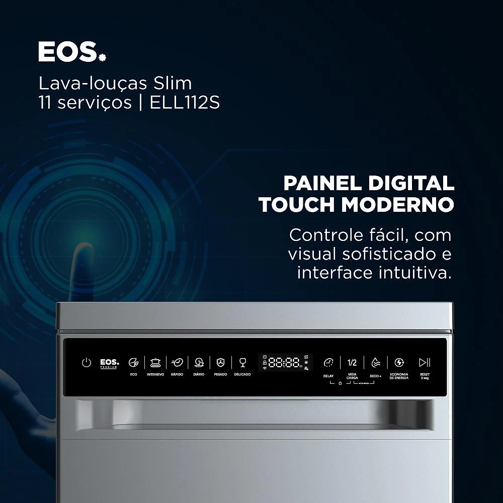 Lava-louças EOS Premium 11 Serviços Slim Prata Ell112S 220V