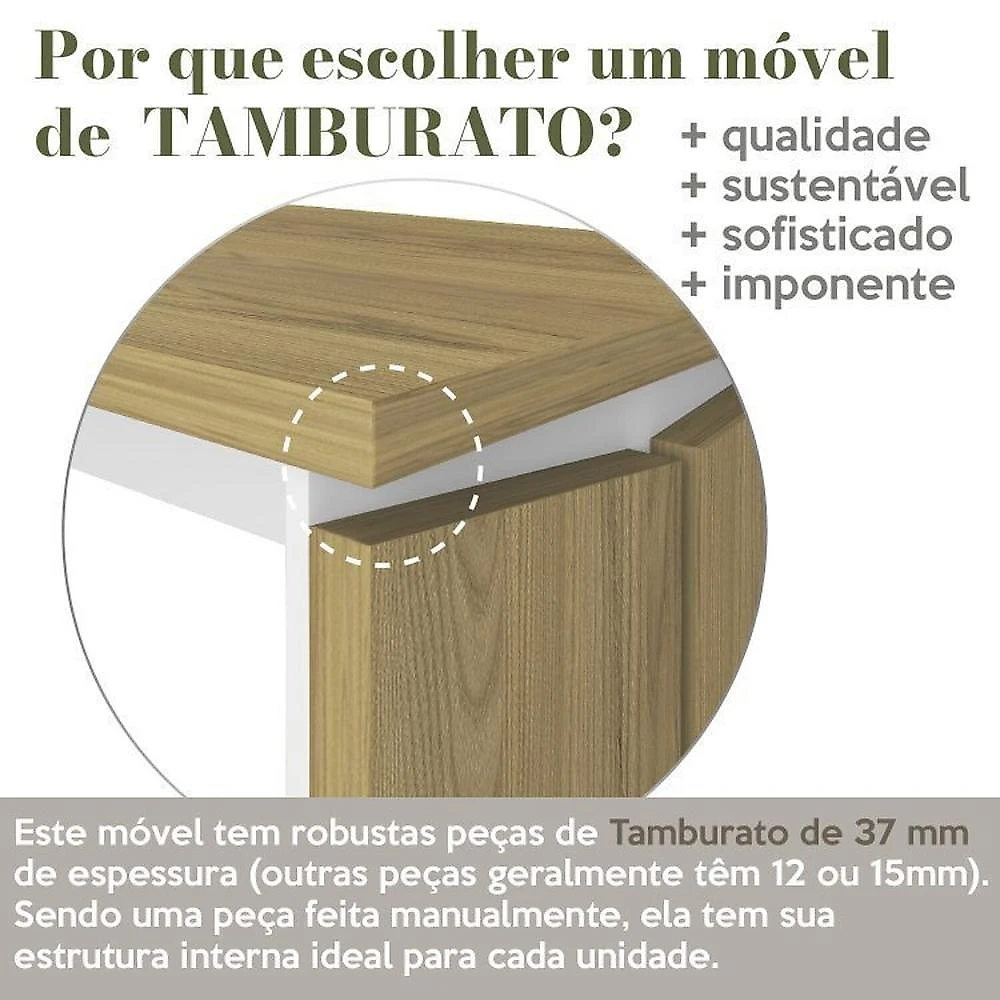 Kit 2 Peças com Escrivaninha em L com Porta de Correr e Armário Alto Multiuso Olmo/Branco