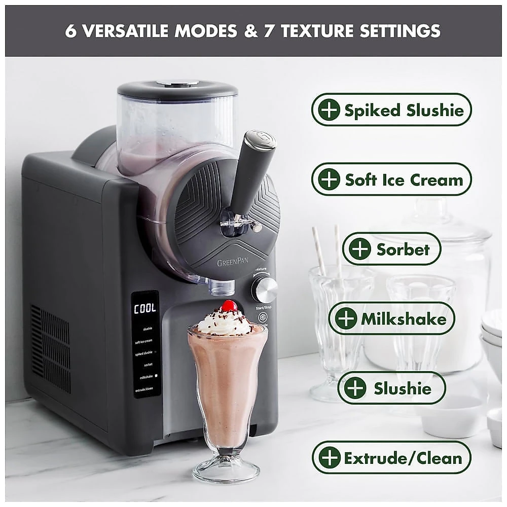 Máquina de Sorvete e Bebidas Congeladas GreenPan Frost 15-em-1, Cinza, Compressor Integrado, 6 Modos 7 Texturas, Sem Pré-congelamento, CC009823-001