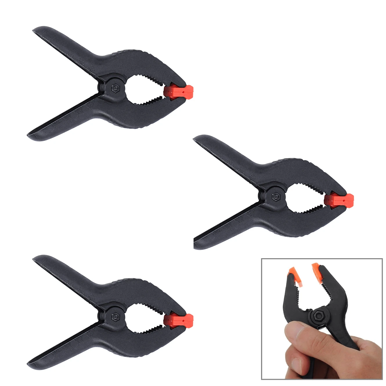 Kit 3x Alicates Garra de Mola 6" Braçadeira e Suporte de Fundos Fotográficos (Média)
