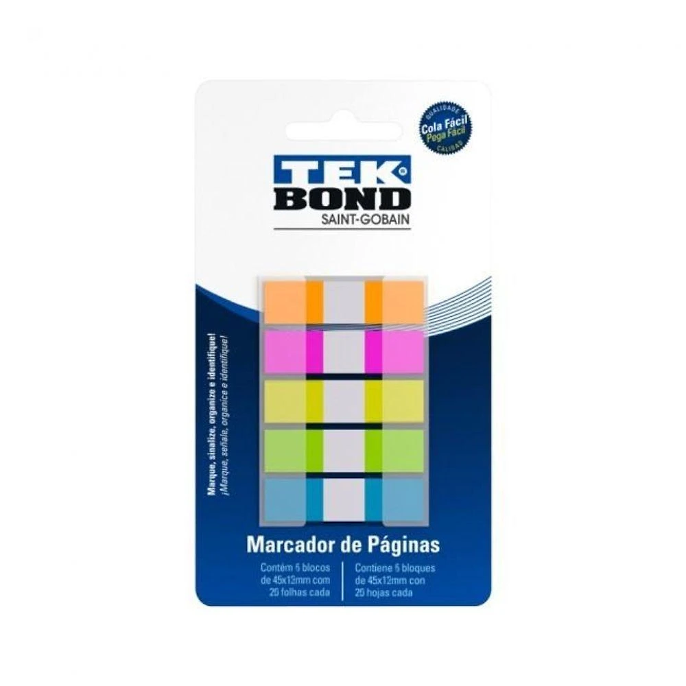 Marcador de Página Adesivo Tek Bond Plastic Bag Aceita Escrita Kit 100 Unidades Laranja, Rosa