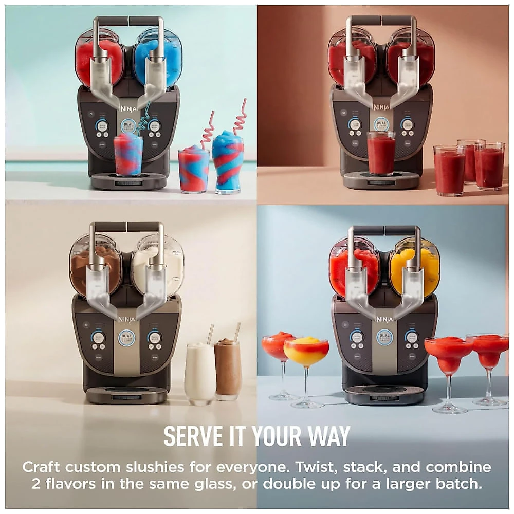 Máquina de Bebidas Geladas Ninja SLUSHi Twist Smart com Dual SlushAssist FS701BR, Taupe