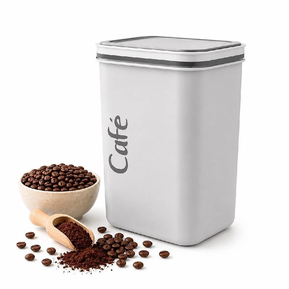 Pote Hermético para Mantimentos Quadrado Vedação Hermética Plástico BPA Free Cozinha Cinza 2L Kangur