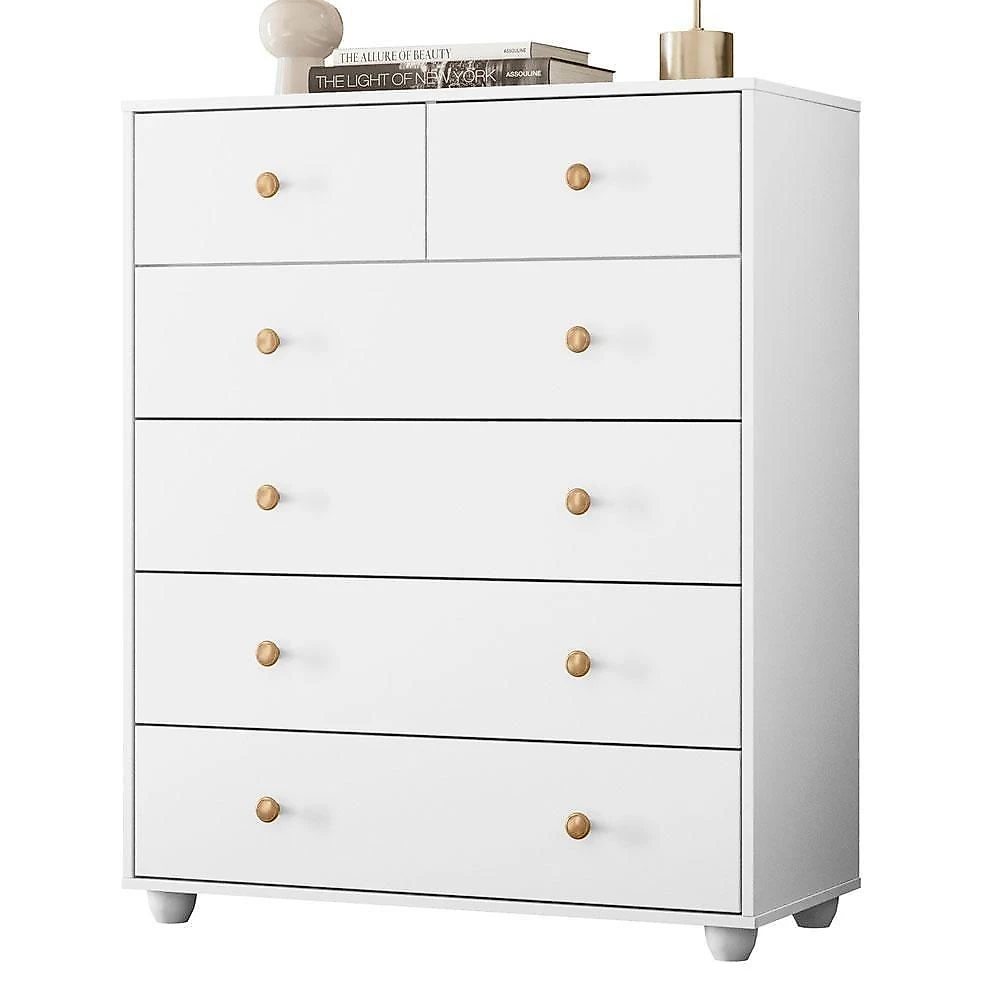 Guarda Roupa Casal Doble 8 Portas e Cômoda Vittoria 6 Gavetas MDP Branco Albatroz Móveis