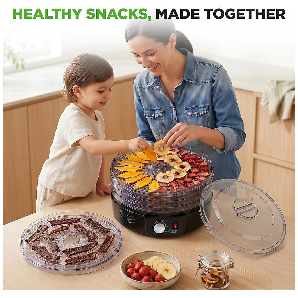 Desidratador Alimentos NutriChef Preto 5 Bandejas Empilháveis 600W 120V