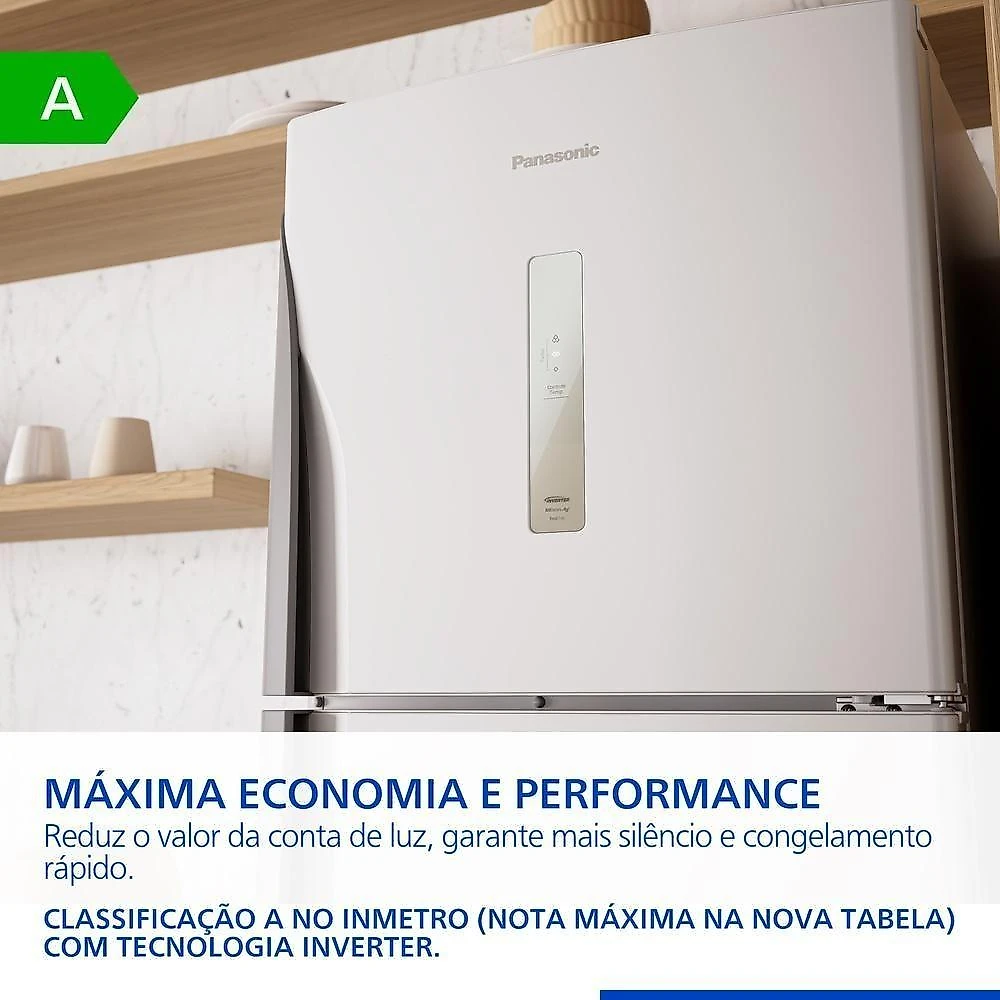 Geladeira Panasonic Duplex Frost Free Inverter 391L Turbo NR-BT44PV3WB Branco 110V