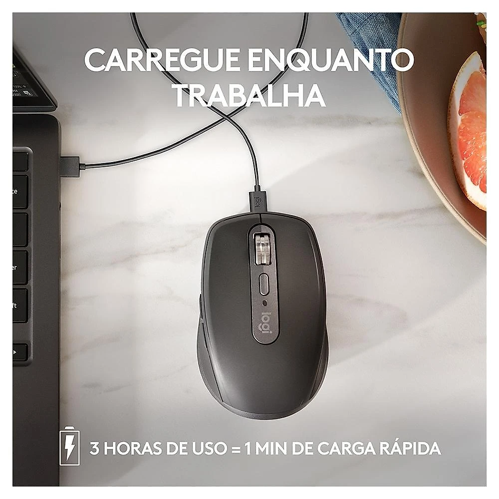 Mouse Sem Fio Logitech MX Anywhere 3S, Bluetooth, Clique Silencioso, Recarregável, Grafite - 910-006932