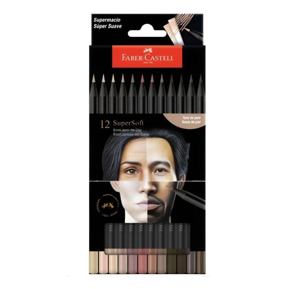 Lápis De Cor Ecolápis Supersoft 210713 12 Cores Tons De Pele - Faber Castell