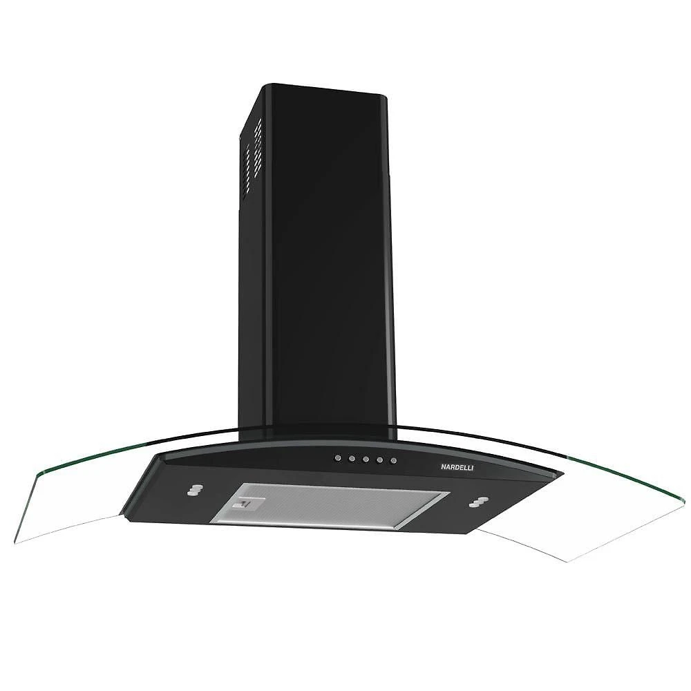 Coifa Nardelli De Parede Clean Vidro Curvo Black 90cm Preto 220V