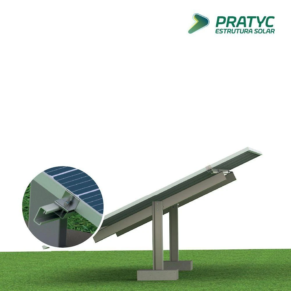 Estrutura de Solo para 4 Painéis Solares em Aço e Alumínio Pratyc