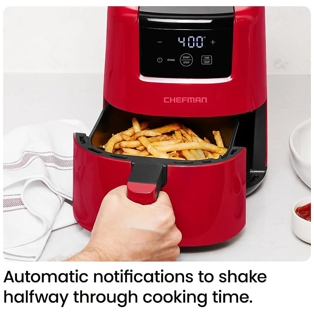 Mini Air Fryer 1,8L com Temporizador Digital, Lembrete de Agitação, Cesto Antiaderente e Lavável na Máquina de Lavar Louças, 110V 900W, Chefman, 110v