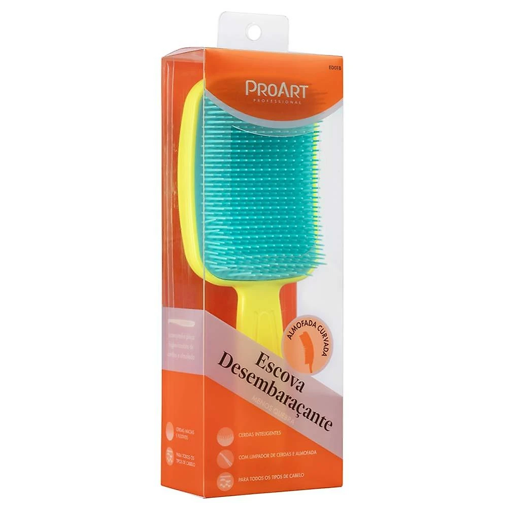 Escova de cabelo desembaraçante proart amarela e azul 1 un