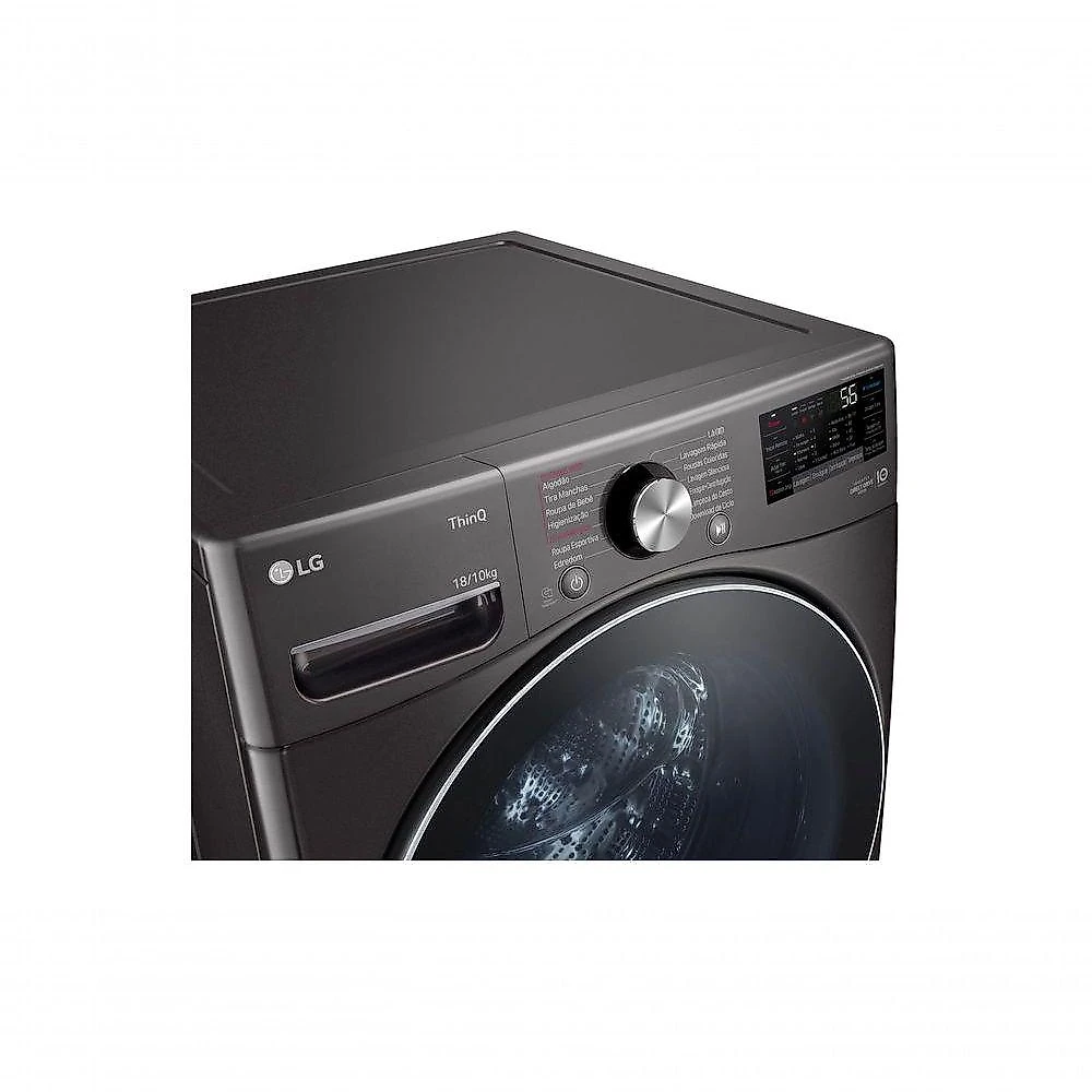 Lava e Seca LG Smart 18kg Black Inox com Inteligência Artificial AIDD™ WD18BV2S6B 220V