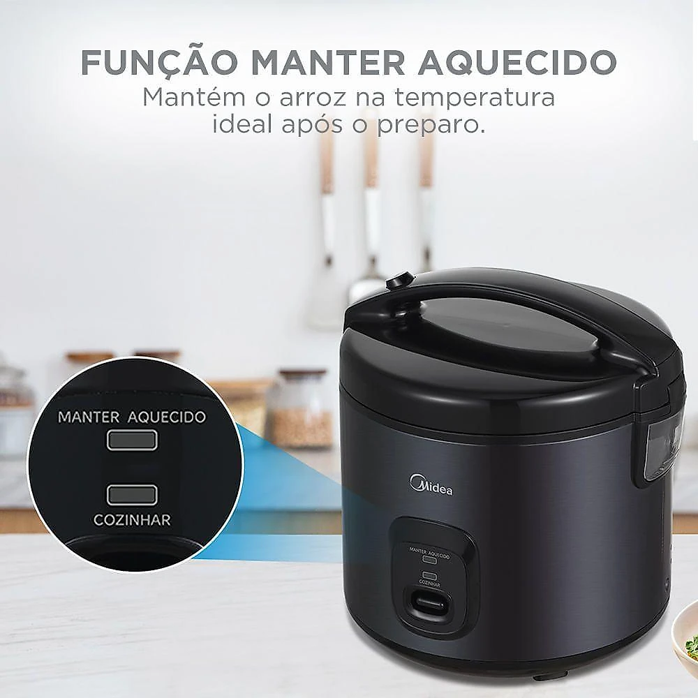 Panela de Arroz Elétrica Springer Midea PAE30P1.PAE30P2 3L Preta Antiaderente 110V