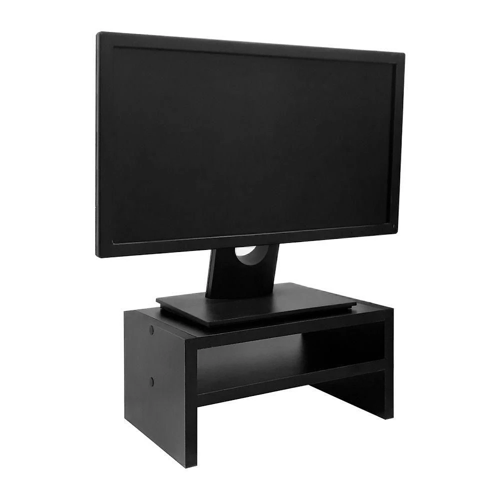 Suporte para Monitor Suporte para Monitor Madeira Preto com Nicho Organização e Conforto Preto