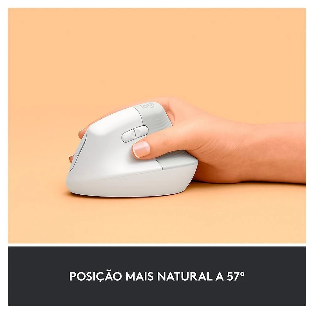 Mouse Sem Fio Logitech Lift, 4000 DPI, 6 Botões, Bluetooth, Ergonômico, USB, Branco - 910-006469