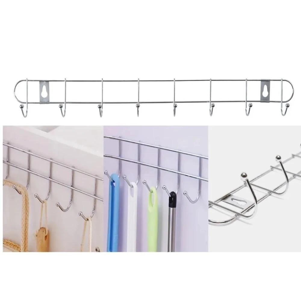 Cabideiro De Parede Grande 10 Ganchos Suporte Multiuso Organizador Guarda Roupa Lavanderia Banheiro Cozinha Pendurar Ute