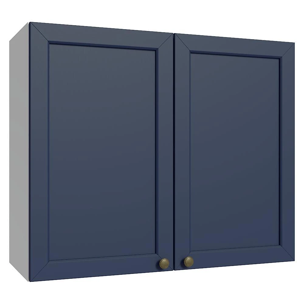 Armário aéreo 80 cm 2 portas branco/azul vik madesa