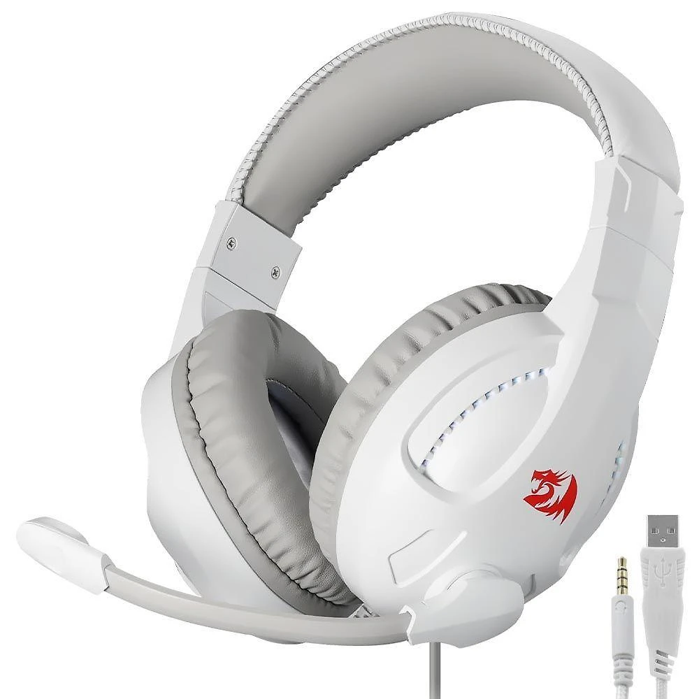Headset Gamer Redragon H211W-RGB Cronus RGB USB com Fio Branco