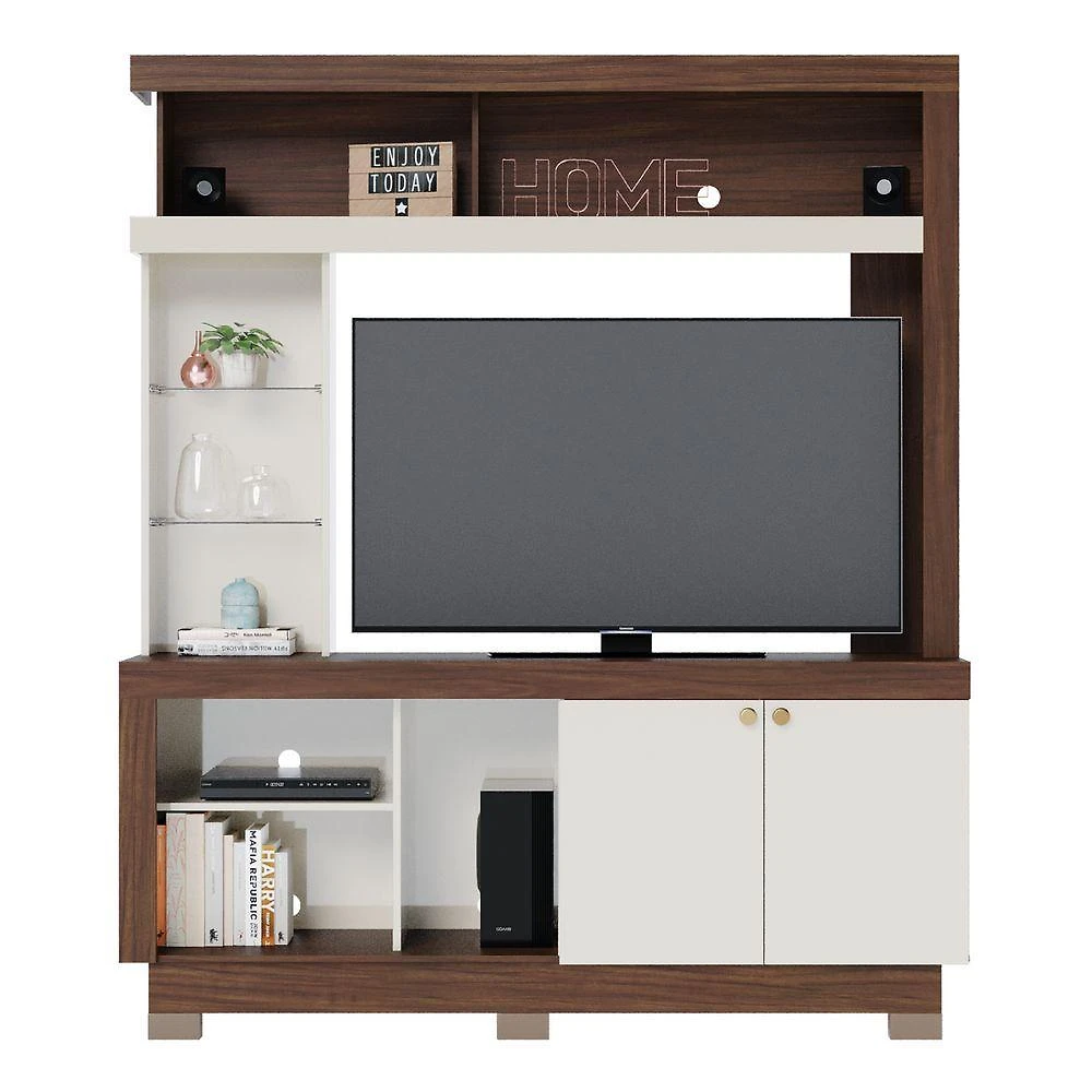 Home Para Tvs 50 3 Prateleira Nice Nogueira Real Off White