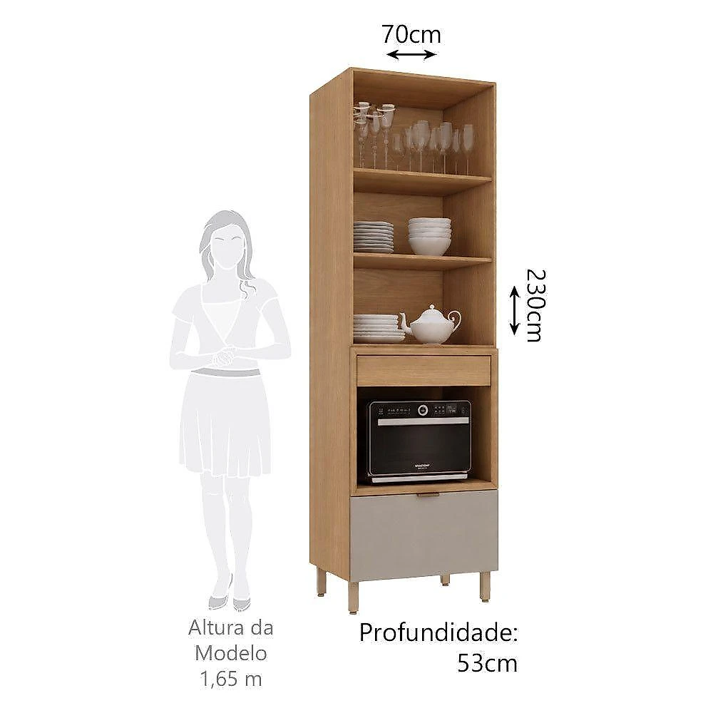 Paneleiro Vitra 2 Portas 2 Gavetas MDP-MDF 70CM Marrom Luciane Móveis